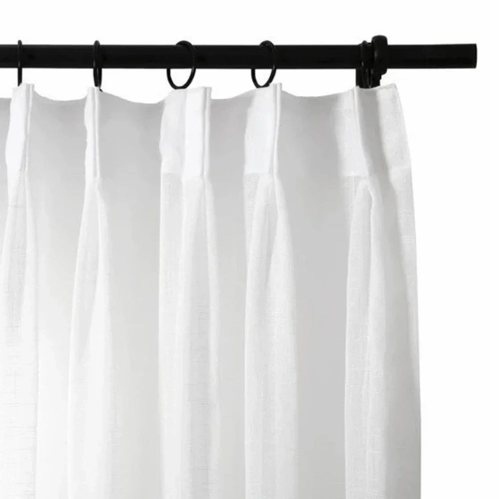TWOPAGES Liz Linen Flynn Sheer White Drape Pleated Curtains (2) 40